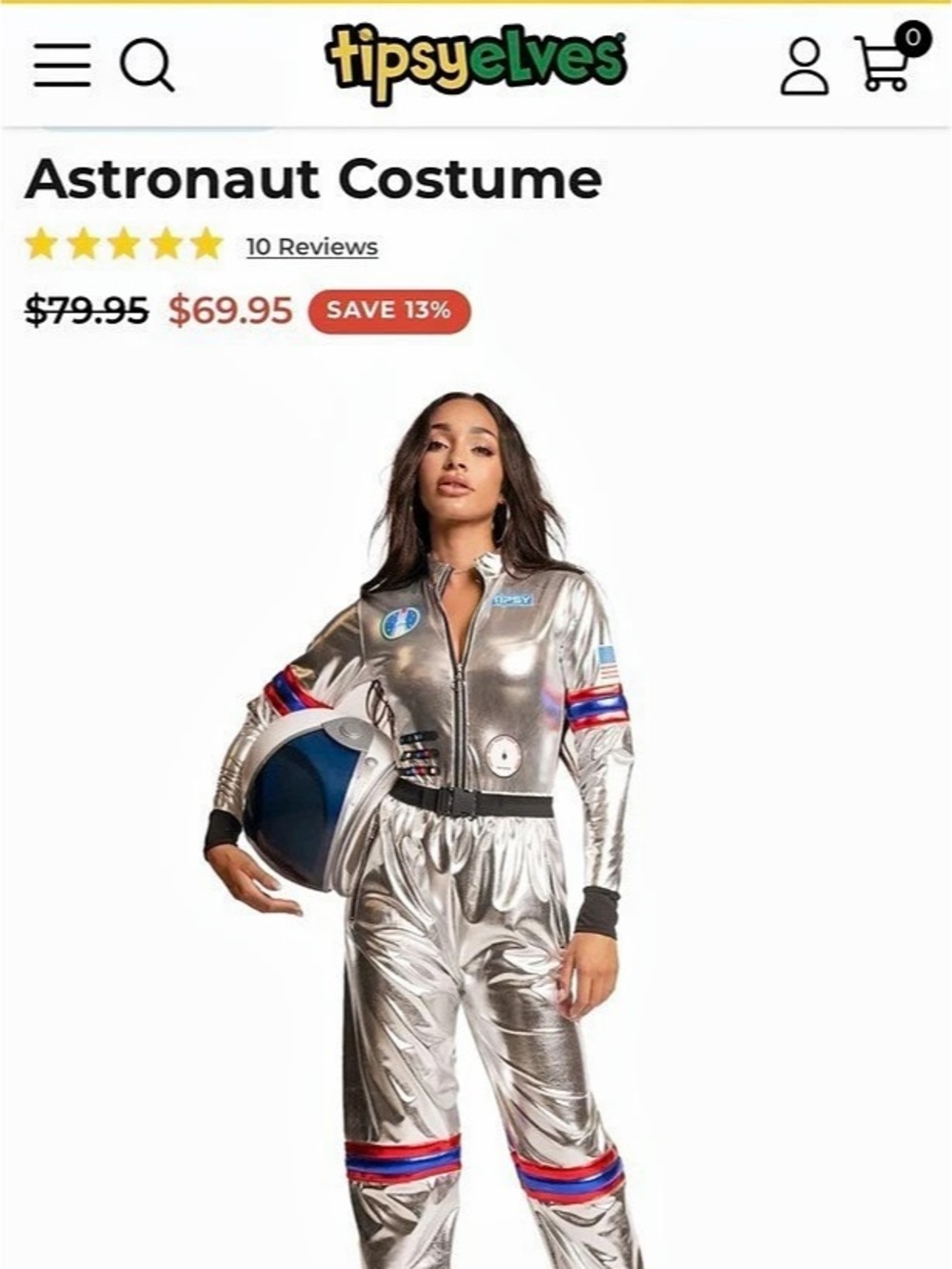 Tipsy Elves Astronaut Costume Silver Color Block